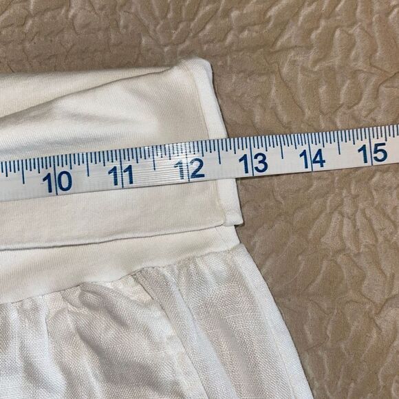 Pure Venice Womens 100% Linen Pants Cropped Tapered Leg Casual White Size Medium - Picture 5 of 9
